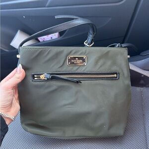 Kate Spade Dark Green Shoulder Bag with Black Accents